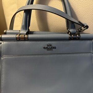 Coach Blue Satchel with Smooth Leather and Structured Design